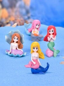 8/4pcs Cute Mermaid Family Aquarium Decor Accessories, PVC Plastic Mermaid  Figurines For Fish Tank Landscaping - Multicolor - View 9