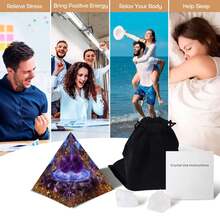 Orgone Pyramid For Positive Energy, Orgonite Healing Crystal Pyramids For Reduce Stress Chakra Reiki Healing Meditation Attracts Lucky And Success - 紫水晶-b - 查看 5