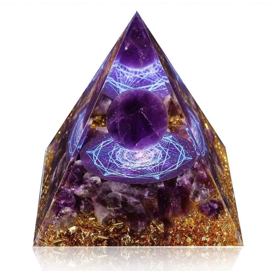 Orgone Pyramid For Positive Energy, Orgonite Healing Crystal Pyramids For Reduce Stress Chakra Reiki Healing Meditation Attracts Lucky And Success - 紫水晶-b - 查看 1