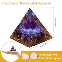 Orgone Pyramid For Positive Energy, Orgonite Healing Crystal Pyramids For Reduce Stress Chakra Reiki Healing Meditation Attracts Lucky And Success - 紫水晶-b - 查看 2