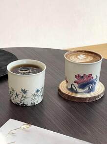 1 件莲花图案陶瓷咖啡杯，红茶杯，家庭/客厅陶瓷茶杯，拿铁咖啡杯返校 - 彩色 - 查看 5