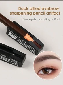 眉笔削笔器，鸭嘴形铅笔削笔辅助工具，适用于初学者化妆（无刀片）、化妆、便宜、房间装饰、梳妆台、旅行、卧室、化妆配件 - 黑色 - 查看 1