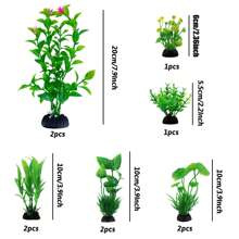 Accesorios para pecera, plantas verdes, 10 piezas de decoraciones verdes para pecera, plantas de plástico para decoración de acuario