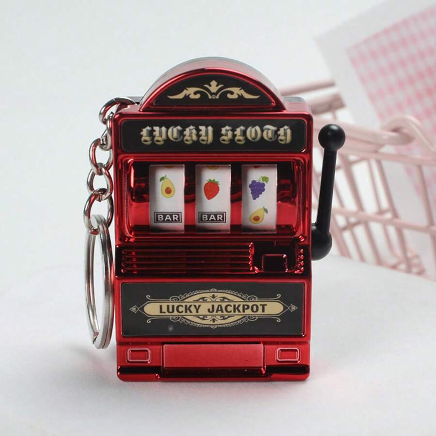 1/2PCS Fruit Keychain Lucky Charm Jackpot Keychains Mini  Pendant Bag Charm Novelty Gifts  Adults Mini Game Machine Design Keychain Mini Fruit Machine Keychain Pendant Spinner Game Slot Machine Small Toy Lucky Draw Pendant - Multicolor - View 1