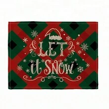 1/4 miếng lót đĩa họa tiết bông tuyết Let It Snow, miếng lót bàn bếp bằng vải lanh, đồ dùng nhà bếp, đồ trang trí tiệc cưới - Nhiều màu - Xem 3
