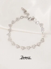 1 件不锈钢镂空心形手链女士简约几何爱心链手链珠宝礼物情人节、妈妈、母亲、母亲节、礼物 - 手鍊 - 查看 14