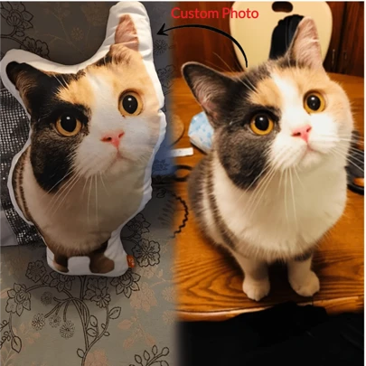 Personalized 3D Printed Pet Throw Pillow - Double-Sided Custom Photo Design, Soft Plush Cushion, Suitable For Cats And Dogs, Perfect For Home Decor And Gift Giving. Personalized Pillow, Custom Pillow, Children's Toy, Ideal Gift For Friends And Family, Suitable For Anniversary, Birthday, Christmas, Autumn/Winter, Housewarming, Can Be Placed On Sofa/Bedside, Bedroom/Living Room. Christmas, Custom, Cat, Custom Cat Pillow, Aesthetic