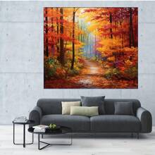 1 pezzo Sfondo autunnale, Paesaggio autunnale, Vista di foglie gialle d'autunno, Sfondo fotografico, Accessorio per studio, Natale - Multicolore - Visualizzare 6