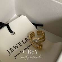 CIREY 18K Multilayer Zirconia Ball Ring, Chic Design Statement Ring Gift For Women - Lava Pearls - View 4