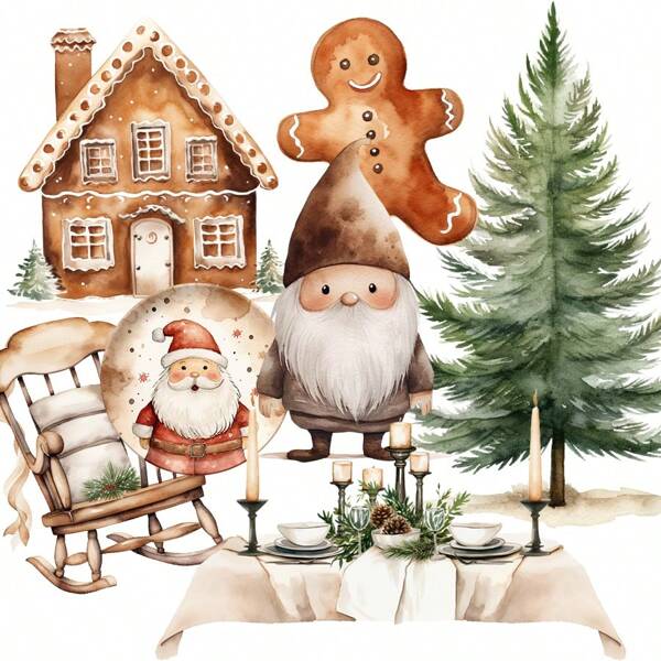 JAI IMAN 99pcs Christmas Themed Stickers With Forest Animal, Cozy Farm, Deer, Festival Food, Greenery, Gingerbread Man Patterns, With Plant And Flower Patterns, Suitable For Christmas Eve, Winter Farm Theme, Scrapbooking, Junk Journal, Bottle Stickers, Album Decor, Paper Craft