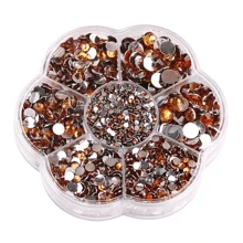 5000pcs/Box, 2mm 3mm 4mm 5mm 6mm, 5 Sizes, Silver Base Crystal Beads Stones,Flower Shape Box Packed, Round Flatback Rhinestones Multi Colors Crystal Gems Non HotFix DMC Jewelry Beads Glass Stones Diamond 3D Pattern Design Accessories Glitter Manicure Decal Decorations For Clothes,Bag,Shoes,Cups,Phone Covers,Handicrafts,Diy Trim.