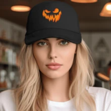 Mũ lưỡi trai lưới màu trơn tùy chỉnh cho lễ Halloween, quà tặng cho gia đình và những người thân yêu Halloween - màu đen - Xem 4