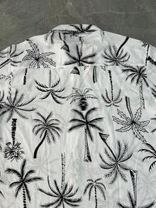 Men's Floral Print Dress Shirt Short Sleeve - trắng - Xem 2