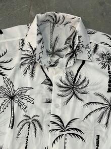 Men's Floral Print Dress Shirt Short Sleeve - trắng - Xem 5