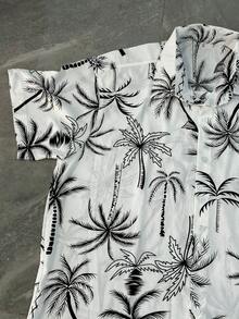 Men's Floral Print Dress Shirt Short Sleeve - trắng - Xem 3