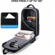 resilver 防盗背包防水黑色商务 USB 充电 EVA 硬壳旅行笔记本电脑背包适合 16 英寸笔记本电脑圣诞节秋季大学学校书包学校大学礼物尖叫包背包冬季圣诞礼物旅行包节日感恩节胸包侧包挎包皮包流浪包腰包黑色包节日必备露营夏季返校笔记本电脑包运动生活度假包背包旅行必备品大包春季笔记本电脑包 - 黑色 - 查看 6