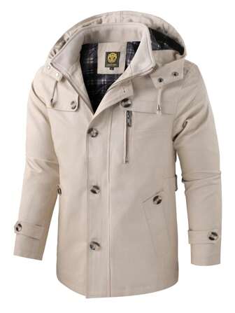 LEDUNTINO [Wiosna/Lato] Męska modna kurtka na co dzień na zewnątrz, jednolita, bojówka, prezent dla męża, chłopaka, męska kurtka wiatrówka na wiosnę i jesień, cienka wiatroszczelna, z odpinanym kapturem, wieloma kieszeniami, kurtka na wiosnę i jesień