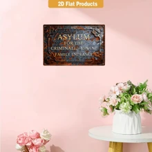 1 件复古“精神病罪犯收容所”金属标牌 - 无羽毛，易于悬挂于家居、办公室、酒吧、花园 - 耐用金属万圣节墙面装饰海报，农舍风格户外节日装饰（8 英寸 x 12 英寸），随机孔型