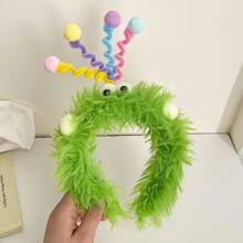 Bandeau fluffy coloré élégant en polyester avec torsade, accessoire de tête de dessin animé mignon pour femmes, pour l'automne/l'hiver, serre-tête, cerceaux à cheveux