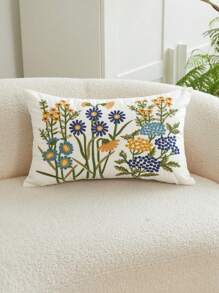 1 Stück Kissenbezug mit mehrfarbiger Gänseblümchen Stickerei, Heimdekoration für Wohnzimmer und Schlafzimmer