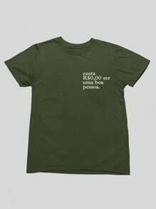 100% Cotton Women's T-Shirt With Print Costs R$0.00 To Be A Good Person. Fashion - xanh quân đội - Xem 2