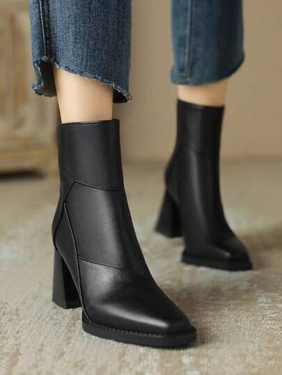 Tacones altos de estilo vintage francés para mujeres 2024, tacón grueso, combina bien con vestidos, botas, botas de tobillo de moda para invierno