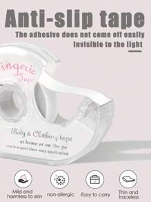1 Rolo com Fita Dupla Face Antiderrapante Anti-Trace para Gola de Camisa à prova de deslizamento, Rolo de Fita Anti-derrapante Transparente Invisível de Moda em PET