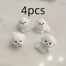 4pcs 3D Cute Puppy Shoe Charm Adorable Poodle Dog Shoe Decoration For Clogs Sandals, Beach Bags, Great Gift For Holiday Party