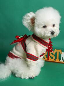 1 chiếc áo len Giáng sinh cho chó mèo - Màu be - Màu be - Xem 4