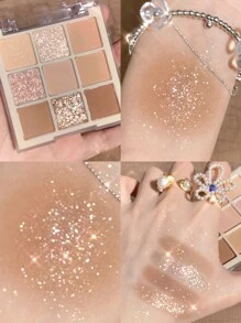 Eye Makeup Palette, Matte 9-Color Long-Wearing Eyeshadow Palette Sparkling Eye Shadow Beginner Friendly - 彩色 - 查看 4