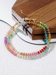 1 pieza Collar de mujer de cuentas hechas a mano con piedras naturales coloridas de estilo elegante y bohemio, con broche de langosta chapado en oro cobre, como regalo de verano para ella, mejor amiga