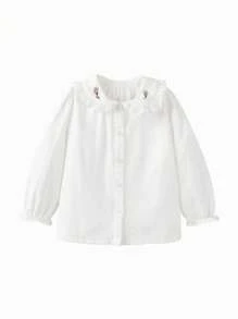 mini bala 年轻女孩泡泡袖衬衫宝宝甜美荷叶边时尚领子上衣潮 - 白色 - 查看 1