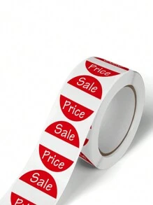 Rollo de 500 etiquetas de precio rojas, pegatinas redondas adhesivas de papel para pasteles, tiendas minoristas, útiles escolares, vuelta al colegio