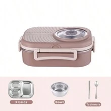 1 套 2 格/3 格 304 不锈钢 3 隔层保温午餐盒带汤碗，包括 1 个不锈钢勺子、筷子、防烫、防漏便当盒，适合学生和成人，午餐容器学校用品，圣诞礼物