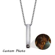 Collar personalizado con proyección de foto, colgante de acero inoxidable rectangular con grabado láser, regalo conmemorativo
