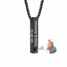 Collar personalizado con proyección de foto, colgante de acero inoxidable rectangular con grabado láser, regalo conmemorativo