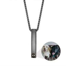 Collar personalizado con proyección de foto, colgante de acero inoxidable rectangular con grabado láser, regalo conmemorativo