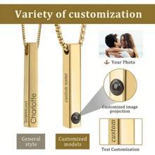 Collar personalizado con proyección de foto, colgante de acero inoxidable rectangular con grabado láser, regalo conmemorativo
