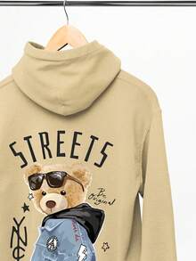 TedStreet Streetwear Overfly Cold Blouse Unisex Kangaroo Sweatshirt Men Women - 卡其色 - 查看 2