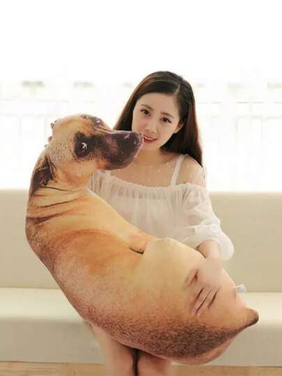 Almohada de simulación 3D, almohada con forma de perro, cojin  70 cm, divertida almohada, almohada de peluche para decoración de salón