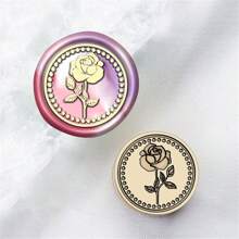 CYFUN DESIGN 1pc Laser Engraved Mini Sealing Wax Stamp With Copper Head, Without Handle - Gold - View 25