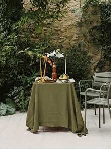 1pc European/American Retro Solid Color Skin-Friendly Absorbent Tablecloth For Hotels, Banquets, Home, Parties, Festivals, Square Table