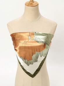 1pc Simple Floral Pattern 90cm Square Scarf, New Bandana, Versatile Headwrap, Belt, Decor For Women, Spring - Multicolor - View 6