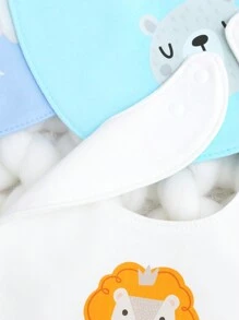 3pcs/Set Random Baby Boy Bibs With Cute Animal Patterns - Multicolor - View 3