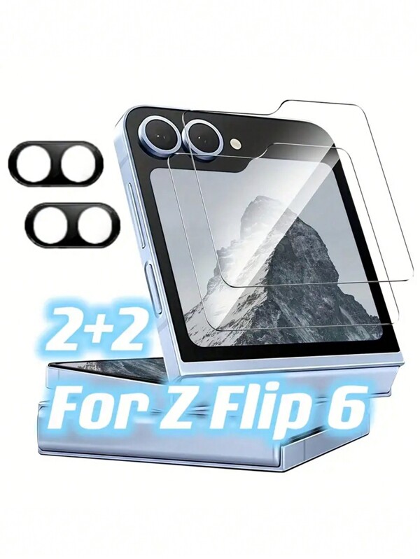 2+2 Screen And Camera Lens Protector Compatible With Samsung Galaxy Z Flip 6 5G - Anti-Scratch, Bubble-Free Tempered Glass Cover Easy Install High-Definition Clear, Bubble-Free, Scratch And Shatter Resistant Tempered Glass Screen Protector Ultra-High Definition Gift For Birthday/Easter/Presidents Day/Christmas//Family/Friends/Boy/Girlfriend Gift For Birthday, Family, Friends Phone Screen Protector, Phone Accessories