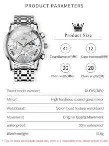 OLEVS Watches For Mens Stainless Steel Analog Quartz Wrist Watches Date Waterproof Luminous Business Casual Male Watches - 金白 - 查看 8