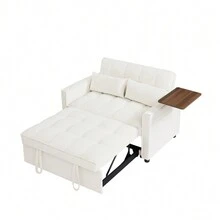 Cream White Velvet Sofa Bed, Suitable For Living Room, Bedroom, Office - 奶白+絨+泡沫 - 查看 6