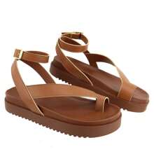Women's Anatomical Papete FlatForm Sandal Ankle Tie Fitting Toes Summer Comfort Platform - 鏽棕色 - 查看 3