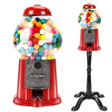 15 Inch Big Gumball Machine With Stand Coin Operated Candy Dispenser Machine Bubble Gum Machine Metal Candy Machine-Red - 15inch - View 2