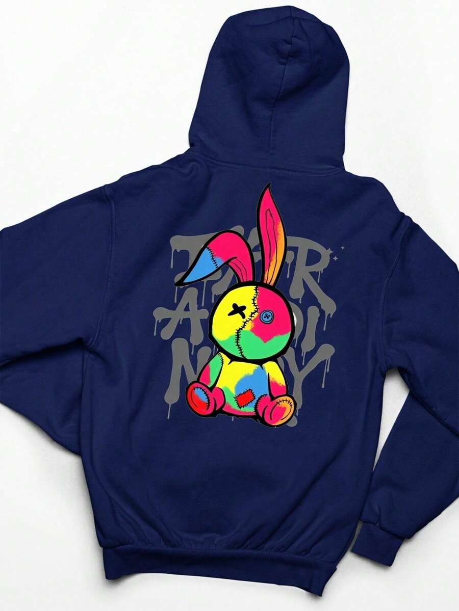 Cold Blouse Streetwear Rabbit Kangaroo Sweatshirt Unisex Coat - 藏蓝色 - 查看 1